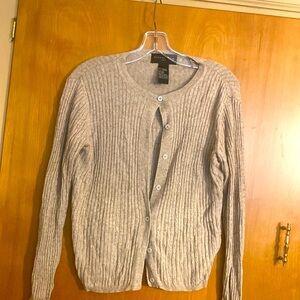 August Silk Womans S Ribbed Cardigan Beige